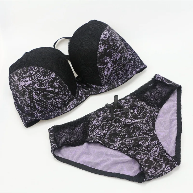 

Sexy Bra Briefs For Women Push Up Bras Plus Size Brassiere Ultra-Thin Large Cup B C D E Lingerie Set Bralette Panties Underwear