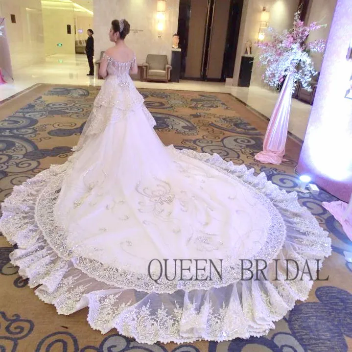 

Sexy Detachable Train Mermaid Tulle Lace Beaded Crystal Sequins Luxury Wedding Dresses Vintage Womens Bridal Gown Customize XD79