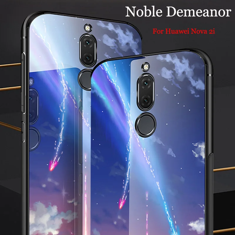 Tempered Glass case For Huawei Nova 2i RNE-AL00 Cover shell Fashion Mirror Nova2i 2 i phone Cases | Мобильные телефоны и