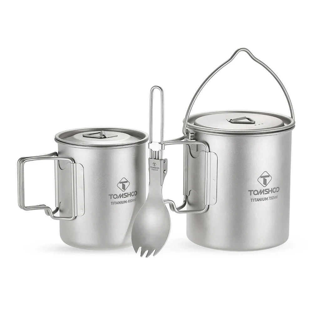 Титановый горшок TOMSHOO комплект из 3 предметов Женская легкая кружка семейный для