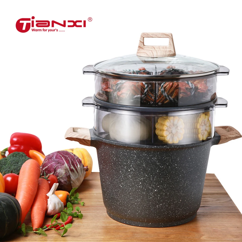 

24CM Soup Pot Double boilers Steamer Noodles Stew pot gas stove induction Cooker kitchen cookware cooking tool pan Steaming