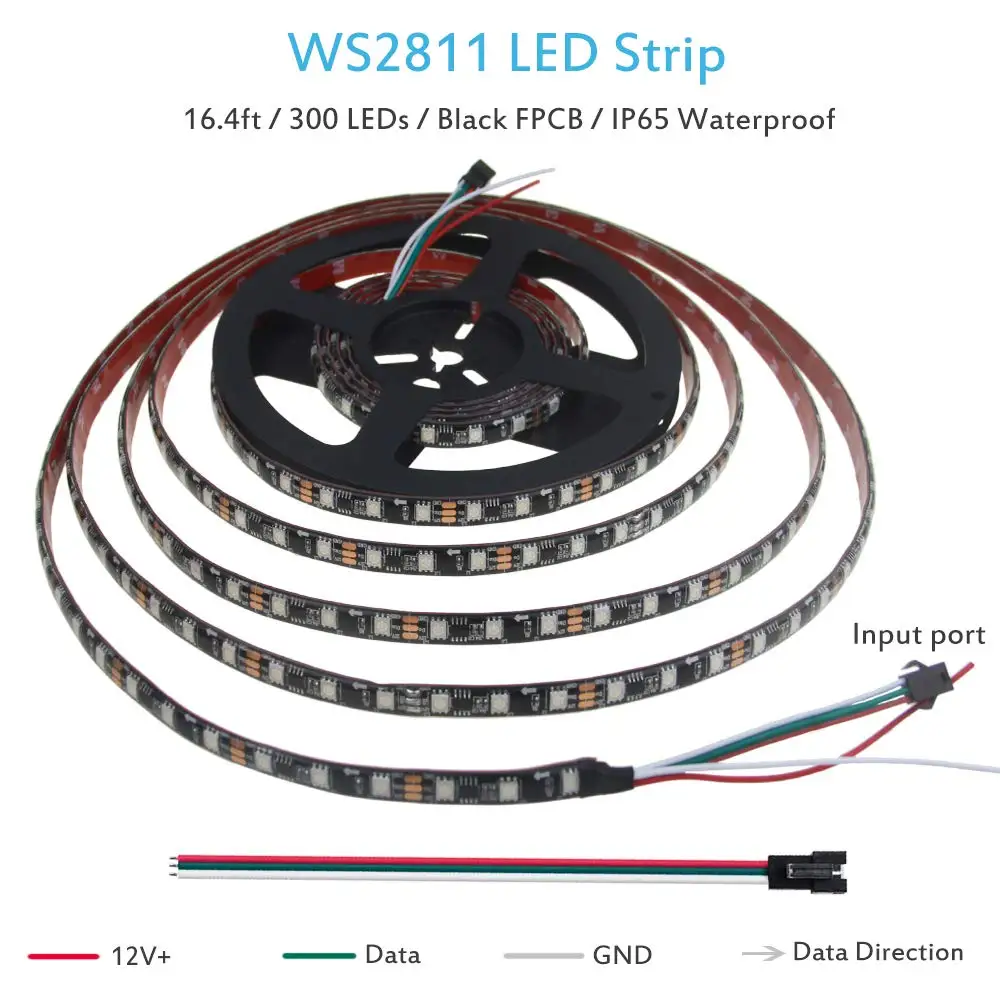 Rgb адресуемая Светодиодная лента WS2811 12V 16.4ft 300 светодиодов Мечта Цвет