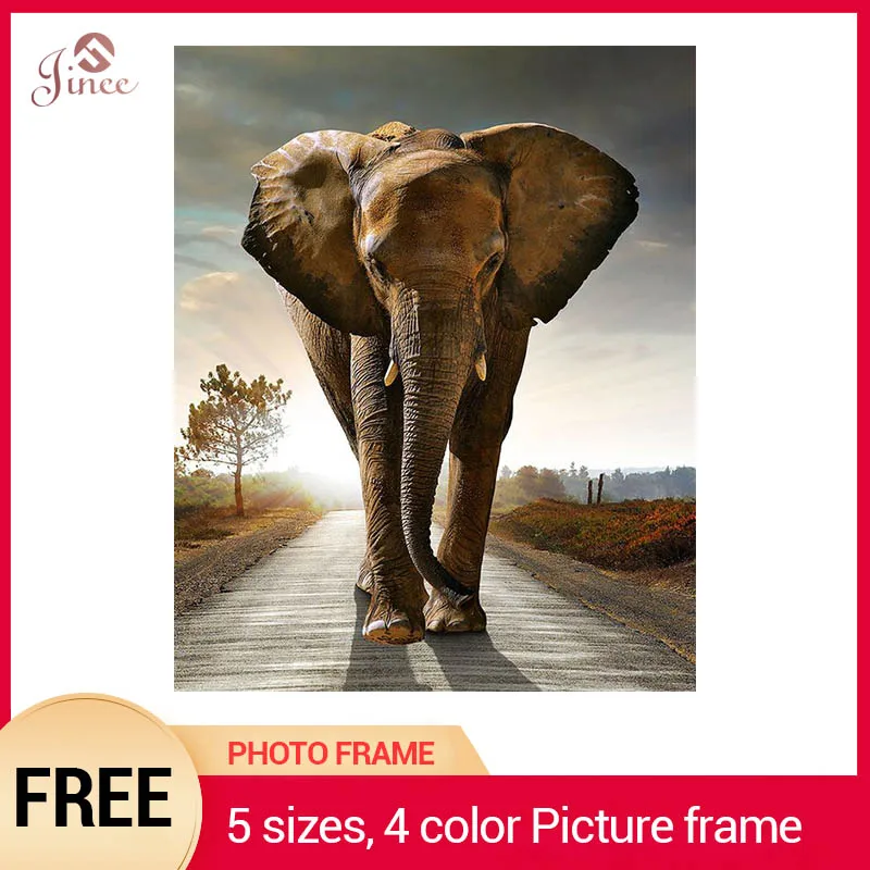 

100% Full Round/Square Drill DIY Africa Elephant Animals Diamond Embroidery Patterns Home Decor Diamond Painting with Frame