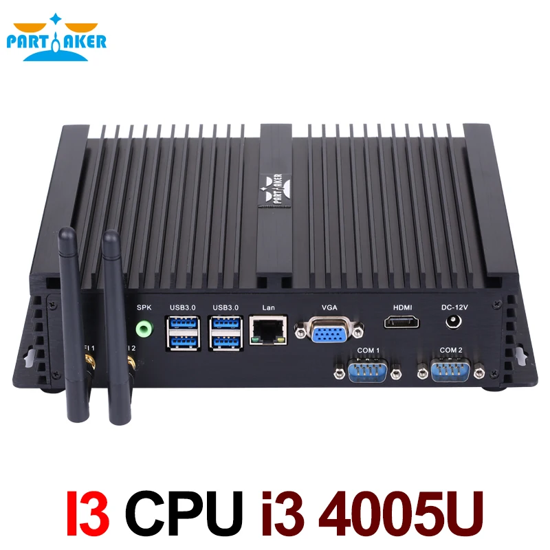 Мини ПК без вентилятора i3 Win10 3 года гарантии промышленный компьютер Intel Core 4005U 4K HTPC