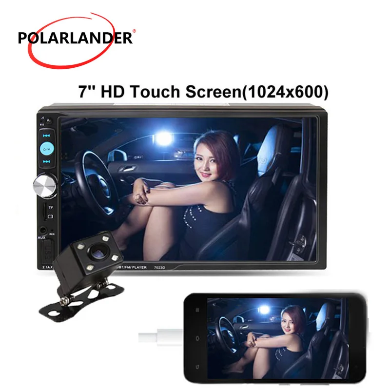 7 дюймовый автомобильный MP5 HD плеер с Bluetooth MirrorLink 7023D аудиоплеер кардридером радио