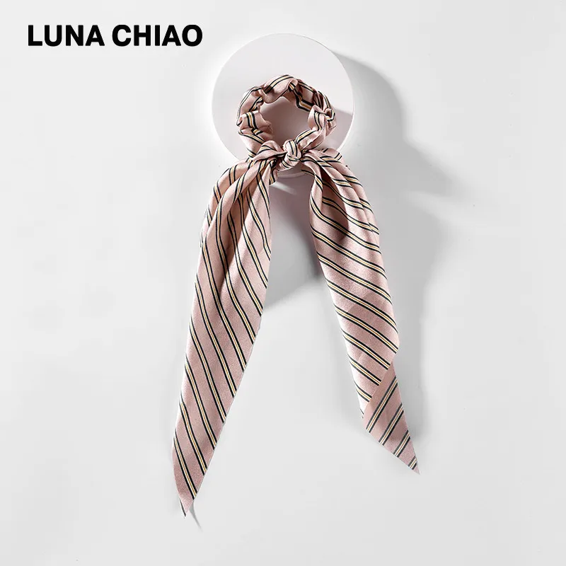 LUNA CHIAO модный акриловый тканевый шарф держатель для хвоста полосатые банданы - Фото №1