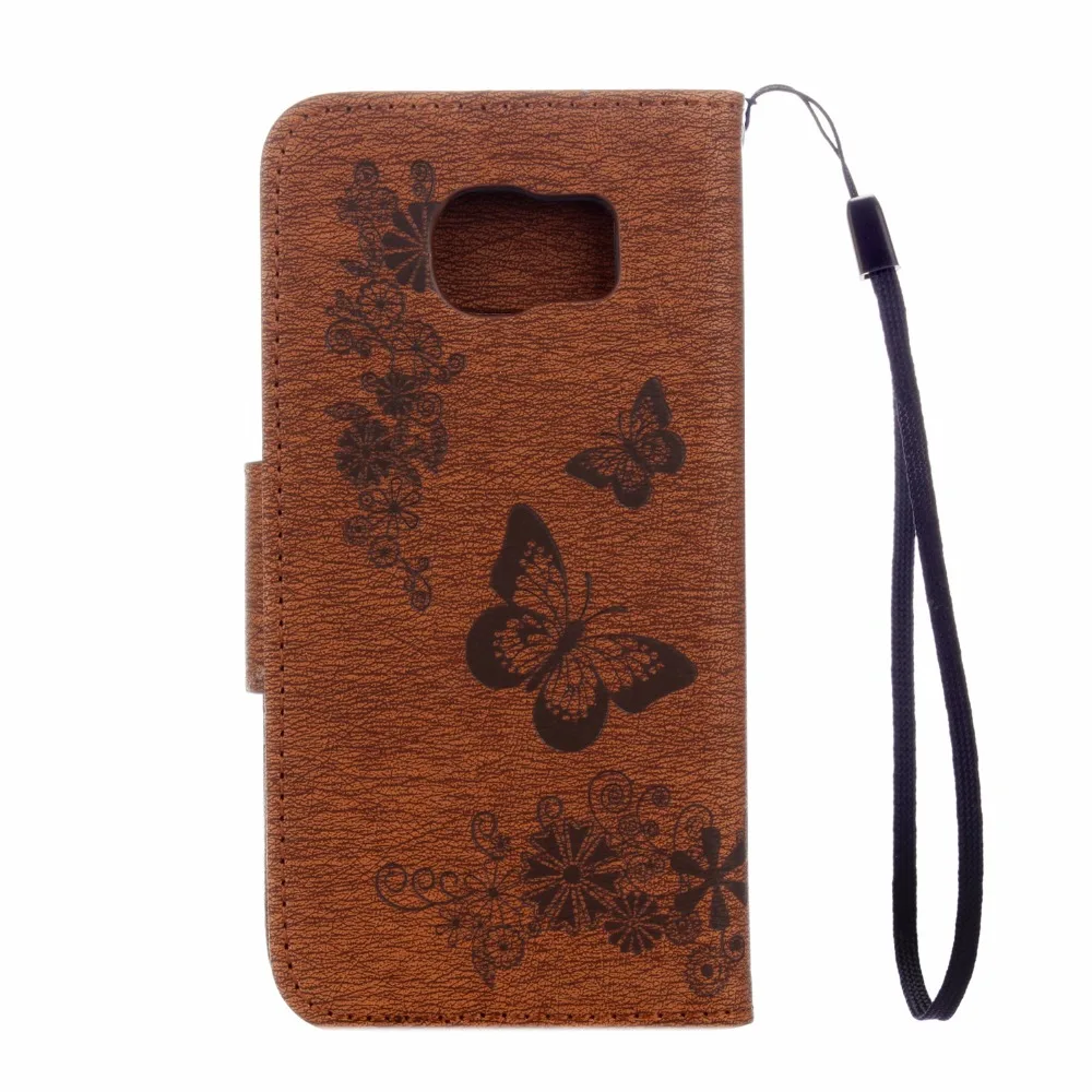 For Samsung S7 Edge case Big butterfly flower flip for Galaxy G9350 5.5'' leather wallet phone back cover |