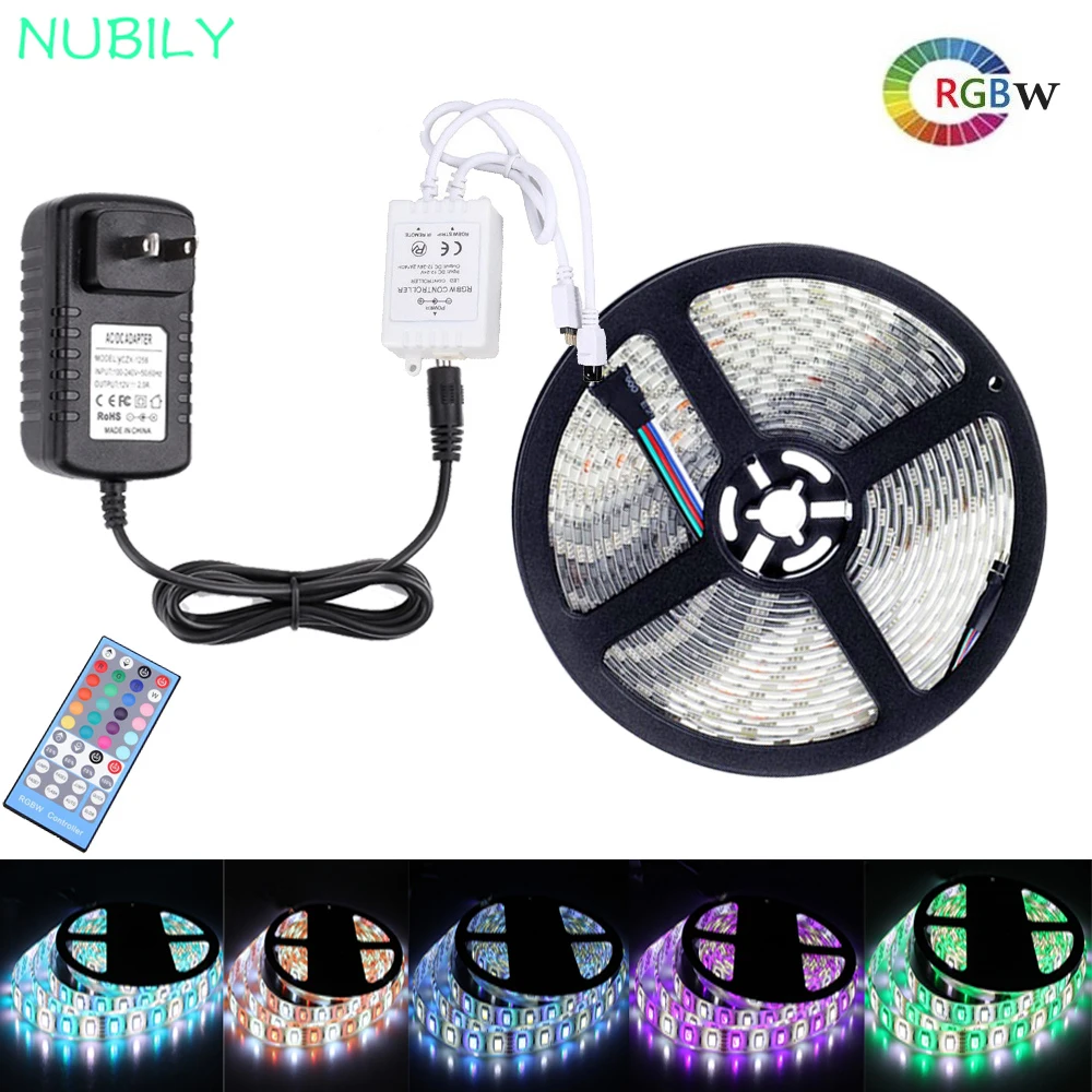 Светодиодная лента 5050 RGBW Водонепроницаемая 5 м 10 RGB Гибкая Диодная 44 клавиши ИК