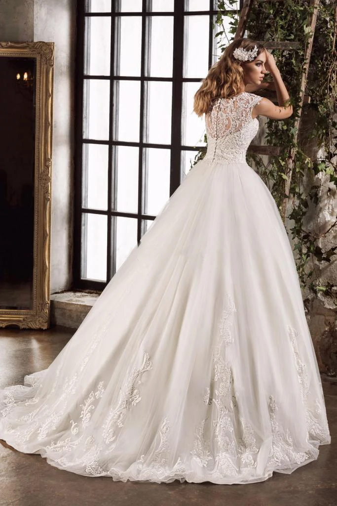 Vivian's bridal Новое Женское свадебное платье с кружевной аппликацией милое Элегантное свадебное платье из сетчатой ткани с вырезом на спине и пуговицами