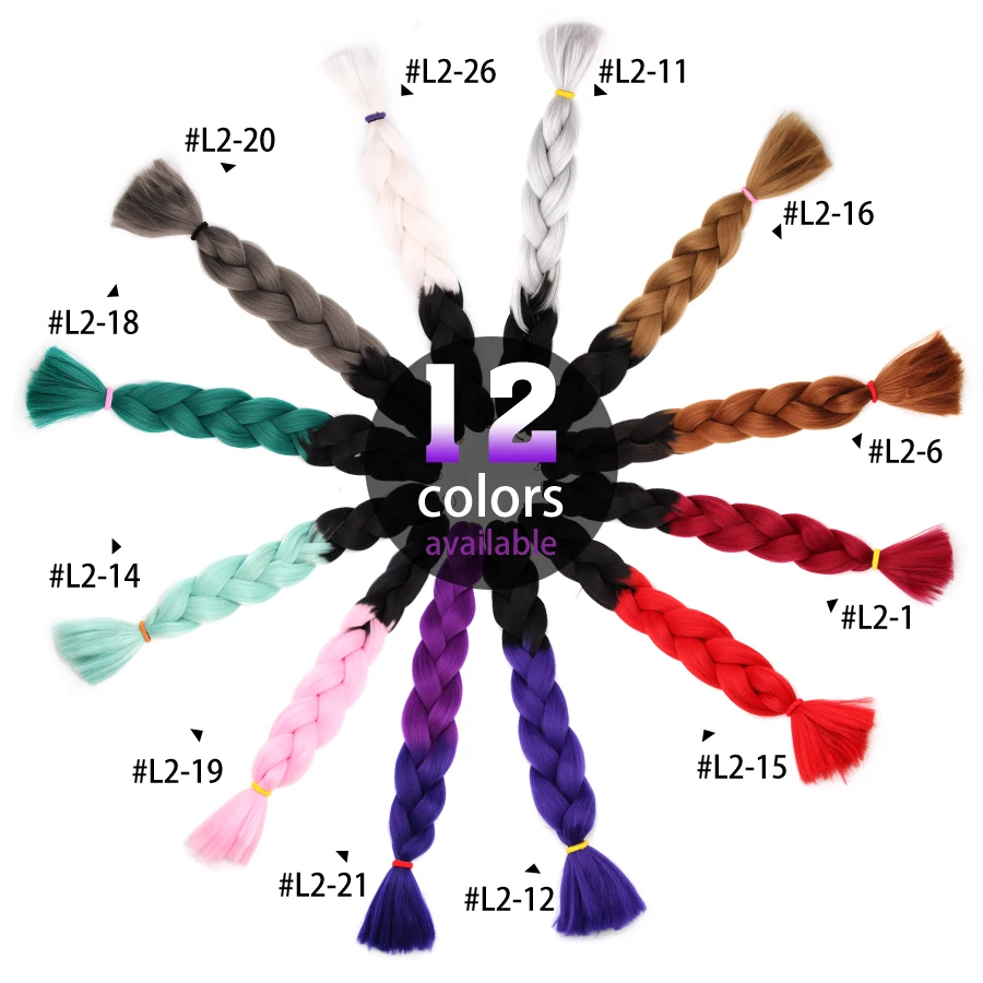 Alileader Kanekalon Red White Blue Purple Ombre Two Tone Colored Synthetic Hair Braiding Afro braid 165g/Pack 30 Inch |