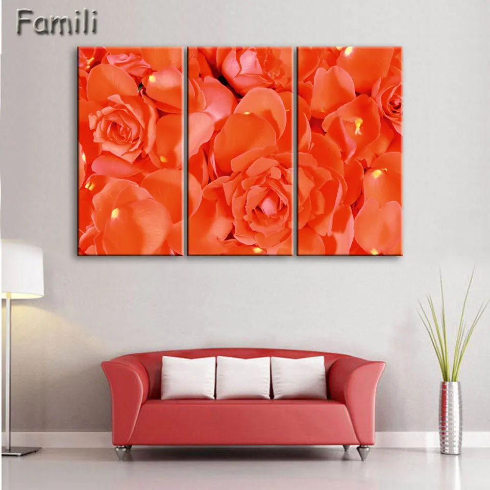 3pcs Rose Flower Painting Modern Canvas Print Home Decor Wall Art Picture For Living Room Modular picture (Unframed) | Дом и сад