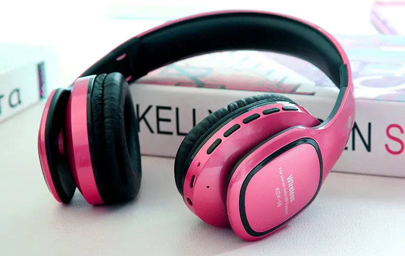 Pink Дешевые беспроводные наушники с микрофоном для компьютера Беспроводной гарнитура для телефона музыка Auriculares складной наушники беспроводные с картой памяти fm Радио MP3-плеер - Цвет: Pink