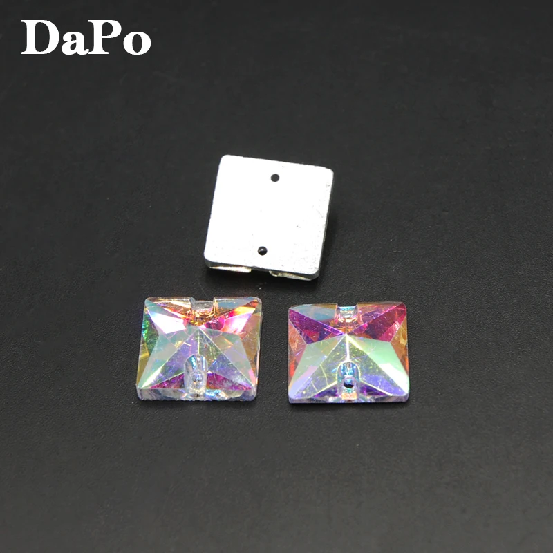 Оптовая продажа 12 шт. 14 мм кристалл AB с плоской задней поверхностью квадратные
