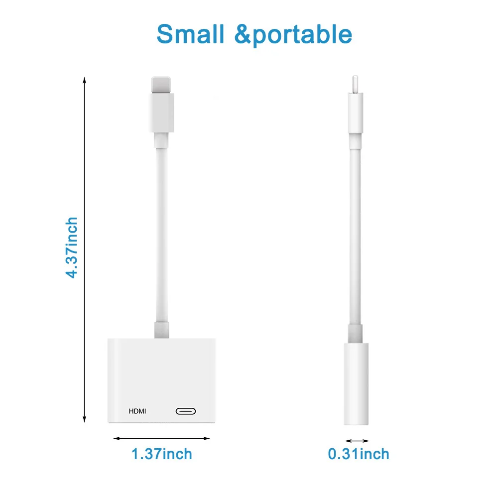 5 шт. для Lightning/HDMI цифровой av-адаптер 4K USB Кабельный разъем до 1080P HD для iPhone X/XR/8 P/6/6 S/7/7 P/iPad Air /iPod
