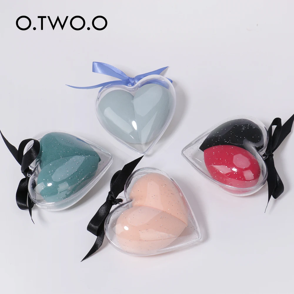 O. TWO. O, Сердце Образная затяжка макияж spnge 2 шт./компл. блендинг для основы под макияж, крем-пудры уход за кожей лица, инструменты для макияжа, косметический спонж для макияжа