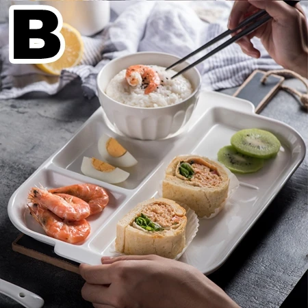 B style Керамический секционный поднос для завтрака, быстрое обеденное блюдо, усиленный фарфор, Западная тарелка для стейка, может замораживать, микроволновая печь - Цвет: B style