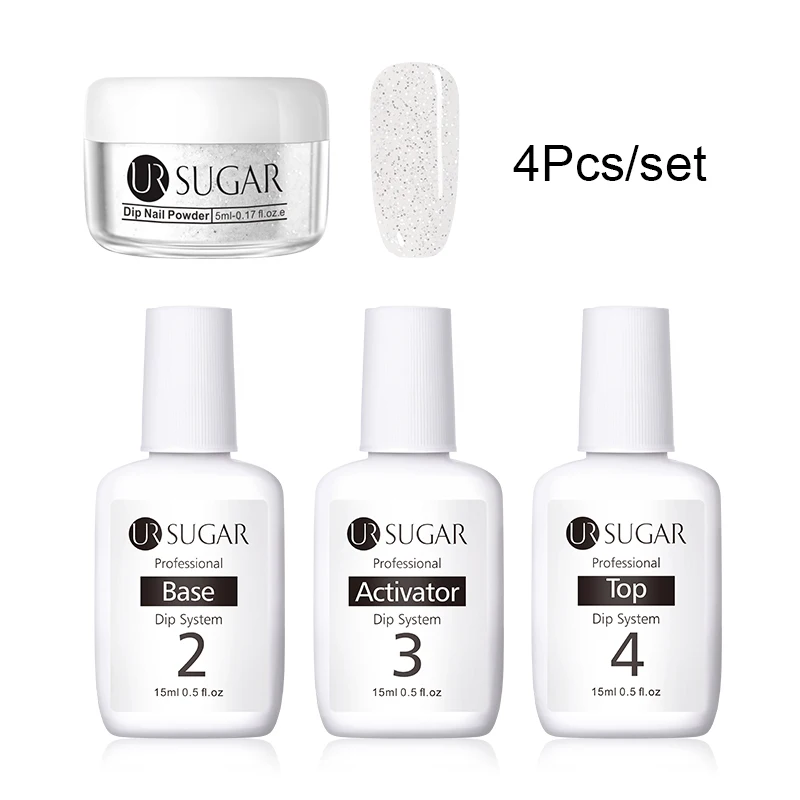 4Pcs set 3 Ur Sugar 5 мл блеск окунания ногтей порошок мерцающий голографический пигмент Пыль порошок украшение натуральный сухой без лампы лечения набор - Цвет: 4Pcs set 3