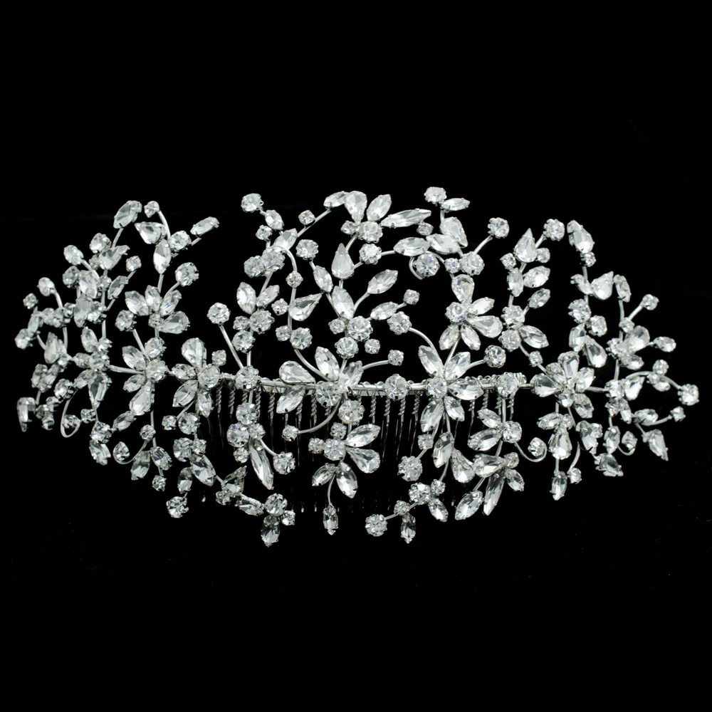 

Classic Clear Crystals Rhinestone Big Bridal Wedding Headbands Hair Combs Women Pageant Hair Jewelry Headpiece 2160621R