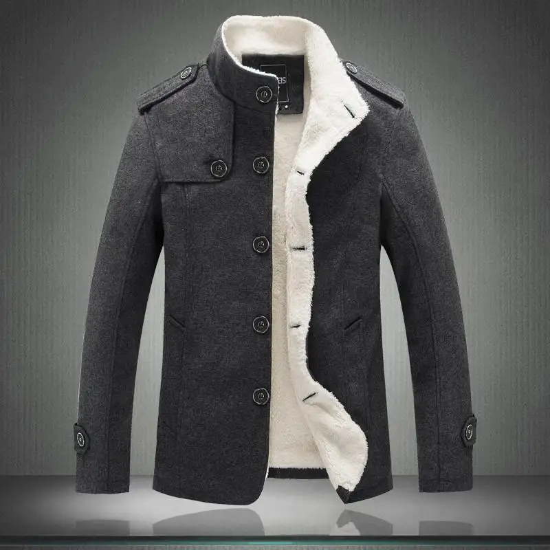 Hiver Hommes Manteau De Mode Marque Vetements Polaire Double Chaud Epais Pardessus De Laine Male Laine Manteau de Melange Hommes - Цвет: Dark Grey