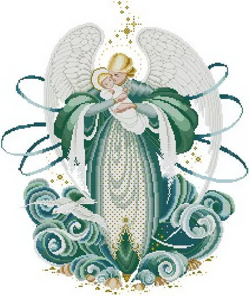 

Top Quality beautiful lovely counted cross stitch kit angel of the sea, angel mother and son, fairy mother child