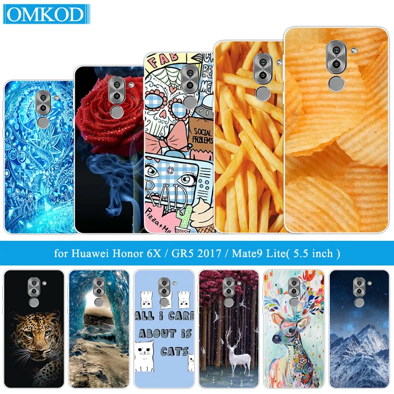 Для Huawei Honor 6X/GR5 2017 Чехол Мягкий силиконовый чехол снеки задняя крышка Черный