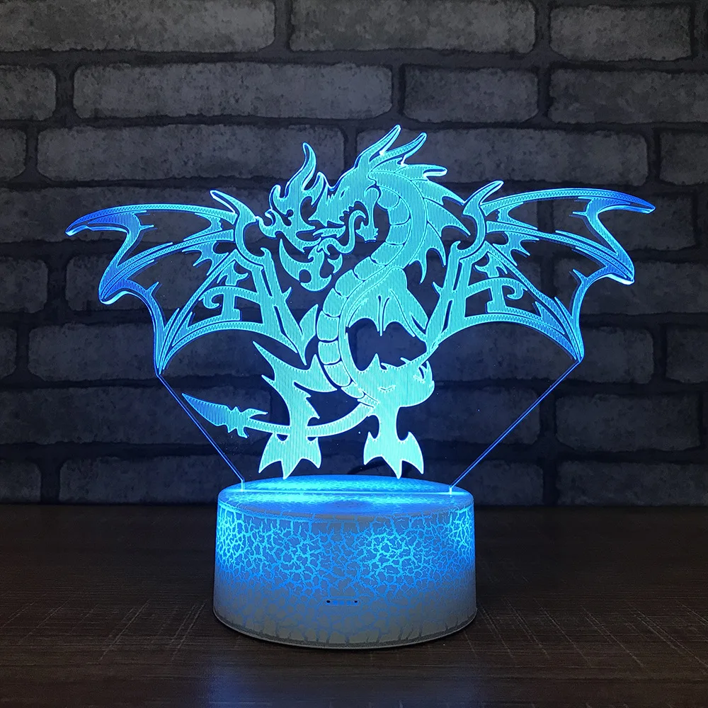 Источник Fire Dragon 3d ночной Светильник цветной Usb энергосберегающий прикроватный