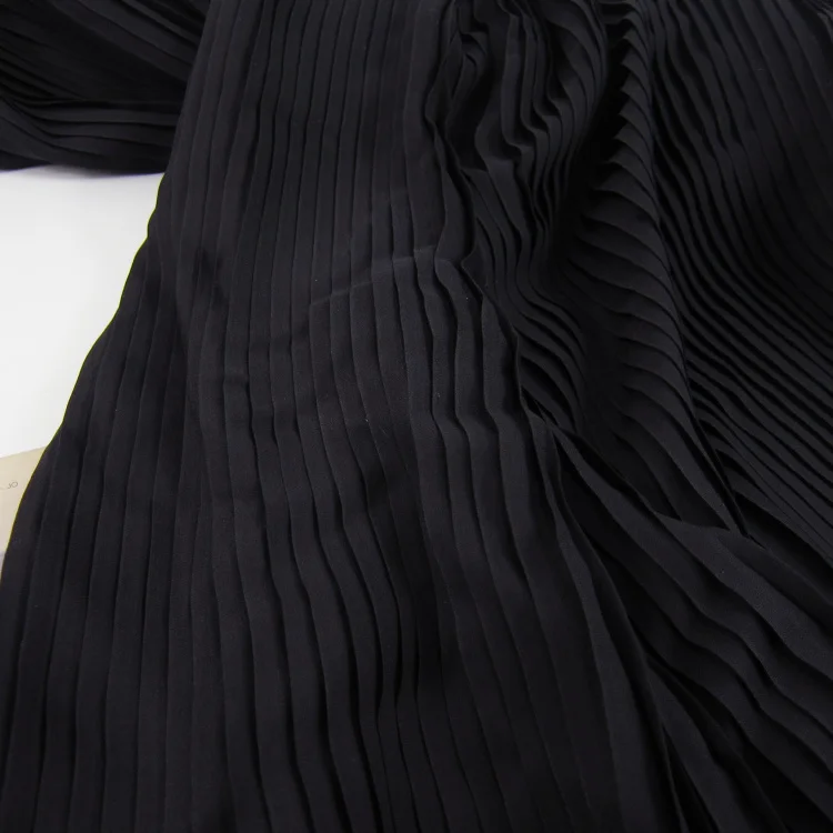 

New Clothing Fabric Black Organ Pleated Pearl Chiffon