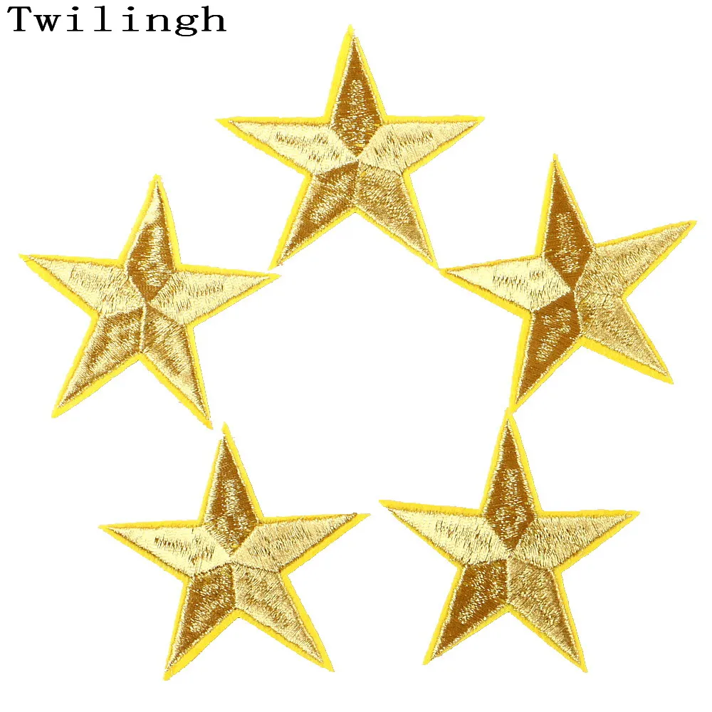 5 шт. верхние нашивки приклеиваемая с помощью утюга Золотая Звезда вышивка