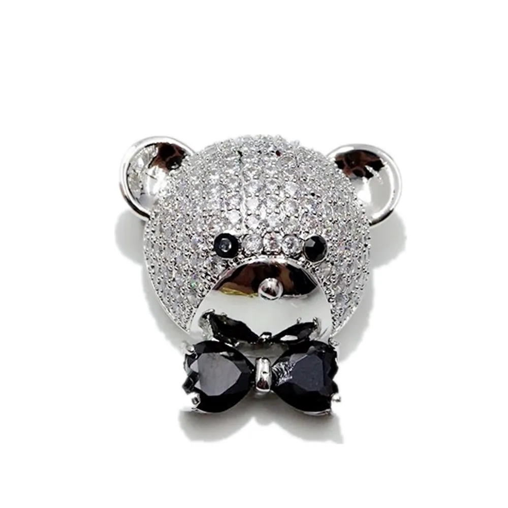 Новый корейский милый кристалл бантом медведь Броши Для женщин мужчин мода