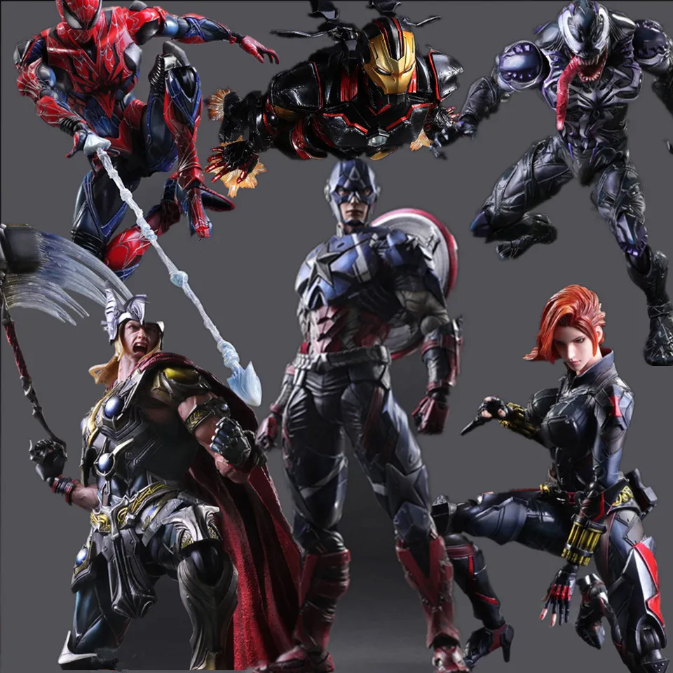 Экшн фигурка Kai Superhero Play Arts Человек паук вемон Тор Капитан Америка Коллекционная