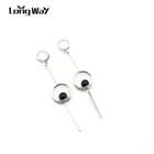 Новинка 2019, брендовые длинные серьги LongWay в стиле ретро, металлические большие круглые массивные серьги-капли для женщин, свадебные серьги SER170066