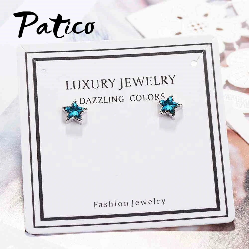 

New Arrival Mysterious Blue Star Crystal Long Line Drop Earrings 925 Sterling Silver Fashion Party Jewelry Wholesale