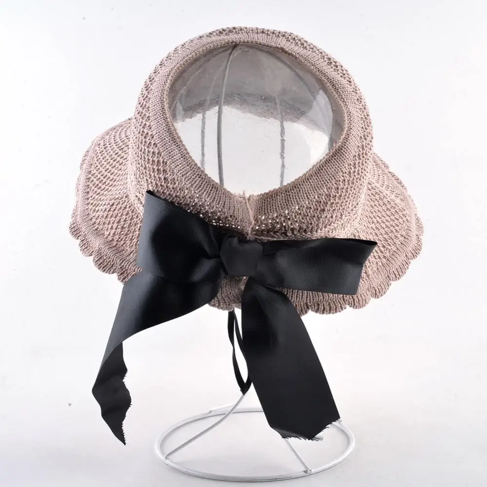 Шляпа от солнца для женщин Лето Элегантный Бант узел кепки с прямым козырьком