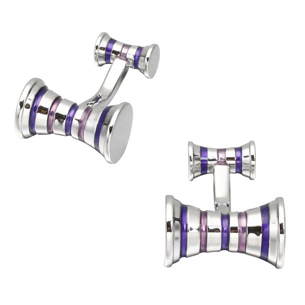 MeMolissa Новые запонки двусторонний дизайн Полосатый Фиолетовый медный материал