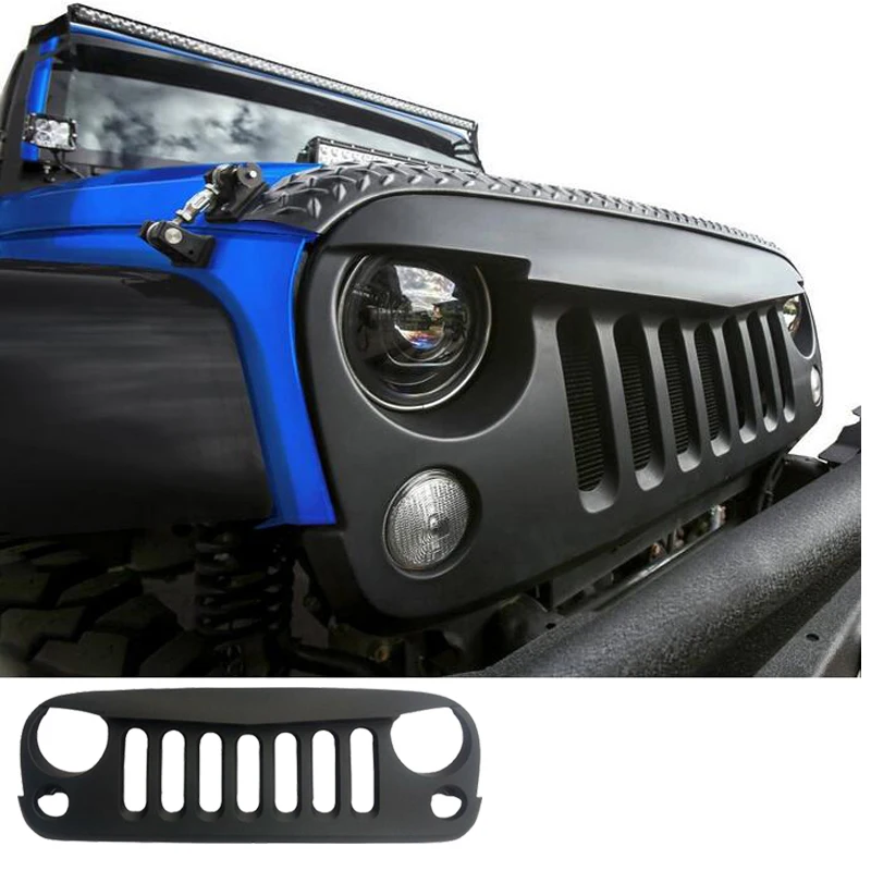 Бесплатная доставка! Передняя Матовая черная фоторешетка для Jeep Wrangler Rubicon Sahara Jk