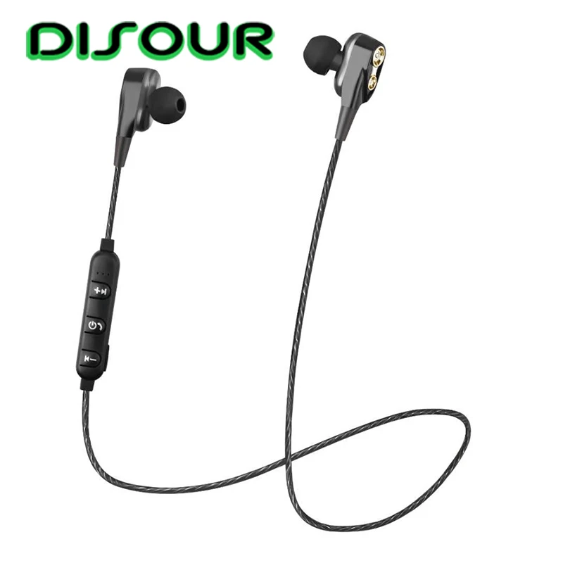 DISOUR Dual Driver HIFI Super Bass Bluetooth наушники спортивные беговые музыкальные стерео