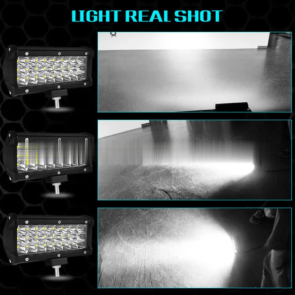 7 Inch 72W Led Work Light Bar Tri-Row Off Road 4x4 Fog Driving for Motorcycle Truck Tractor SUV 12V Boat | Автомобили и мотоциклы