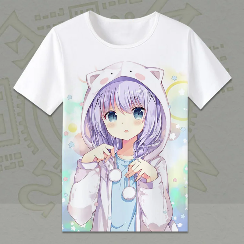 

Desu ka Gochuumon wa Usagi Desuka T-shirt Kafuu Chino Cosplay T Shirt Anime Tops Tees