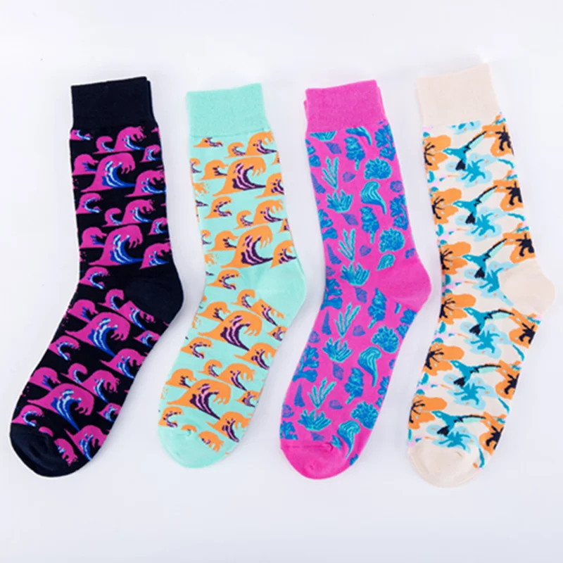 

New British Graffiti Pattern Men Cotton Happy Socks Winter Funny Long Tube Sox Street Tide Casual Harajuku Designer Brand sokken