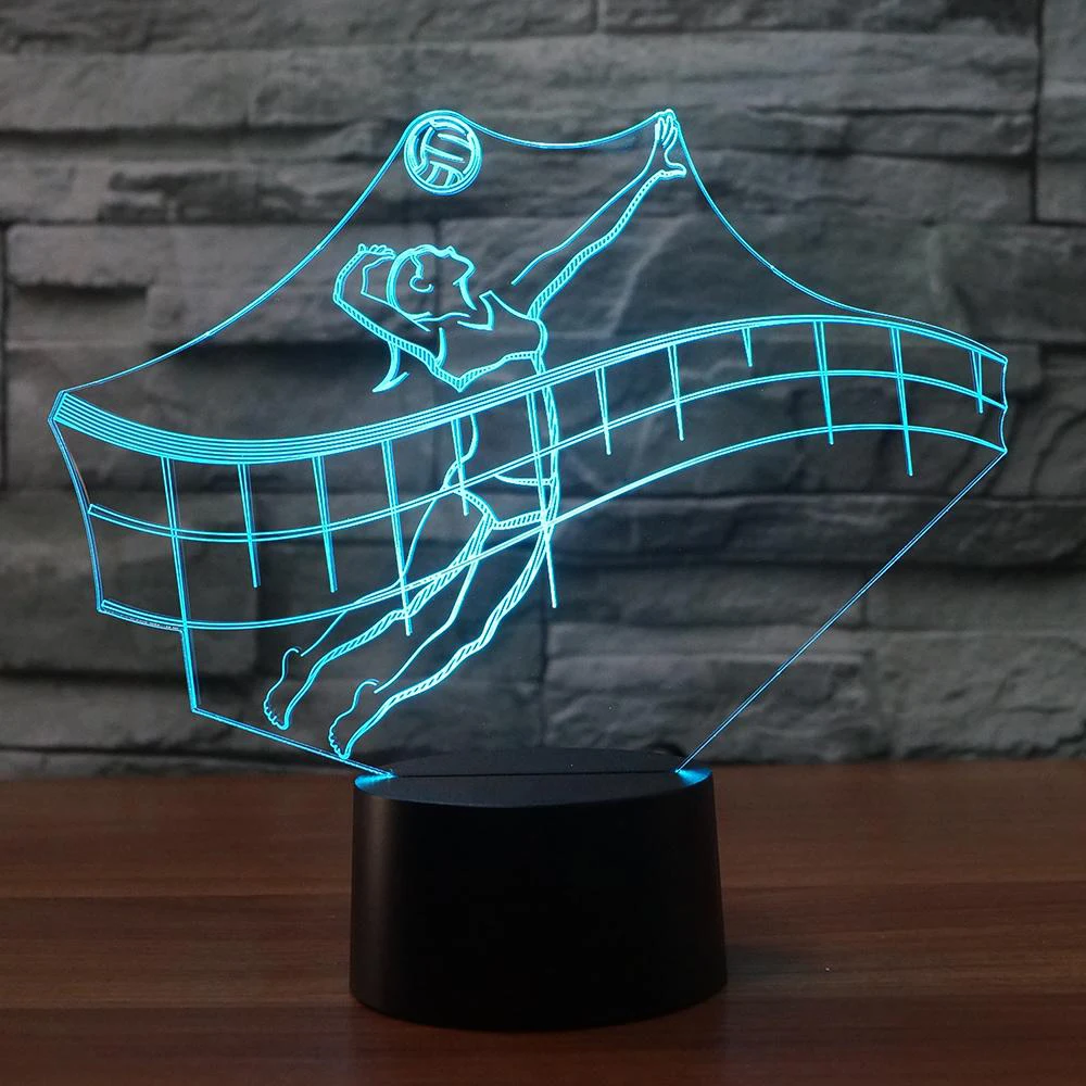 3D Led Vision творческий 7 цветов Изменение пляжный волейбол моделирование Usb