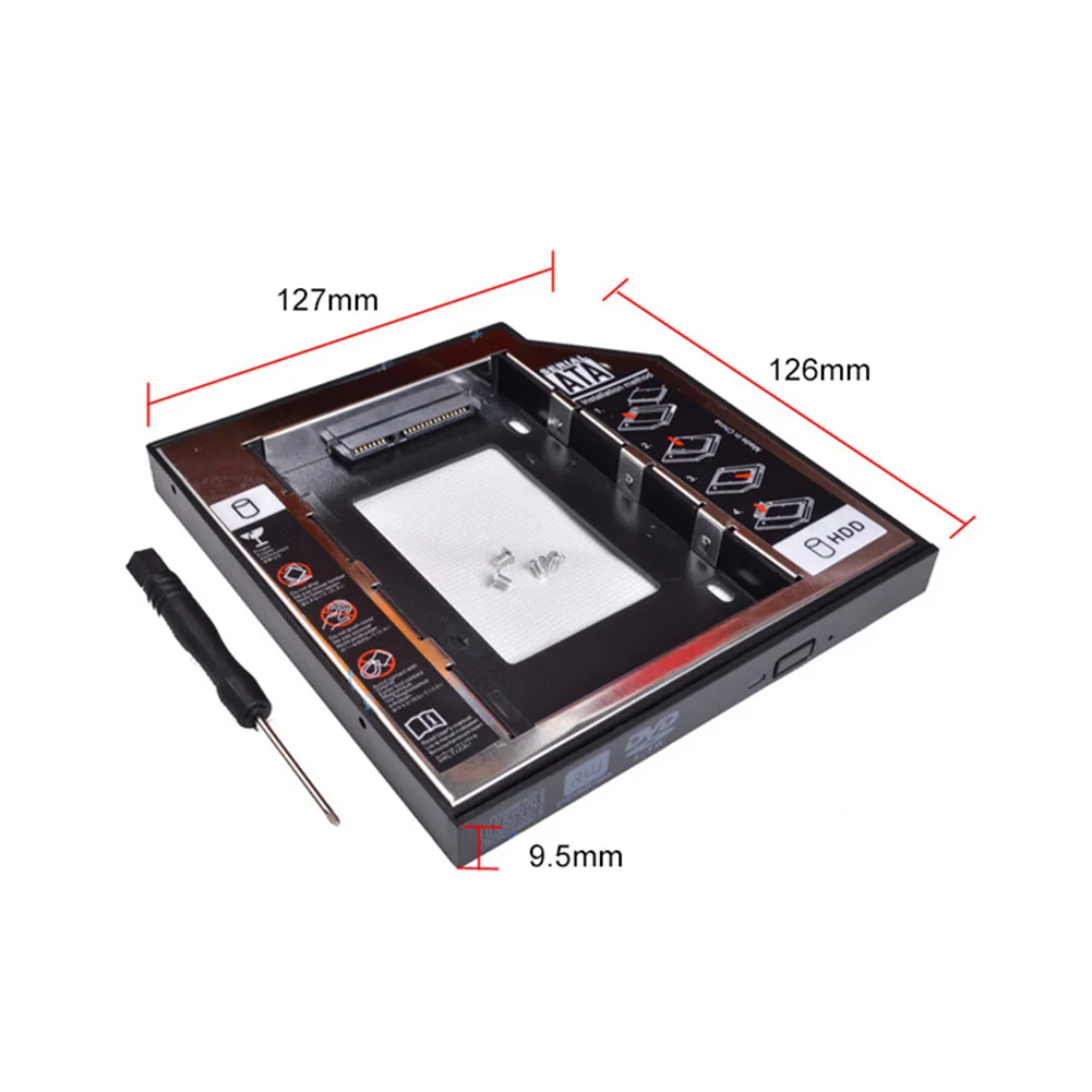 Новый 9 5 мм 2 дюйма SATA 3 0 жесткий диск кронштейн Оптический отсек HDD SSD Caddy