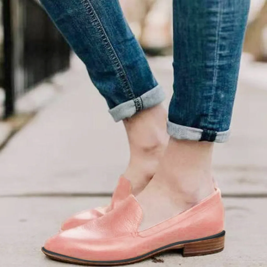 Женские модные удобные туфли с круглым носком однотонные слипоны на квадратном