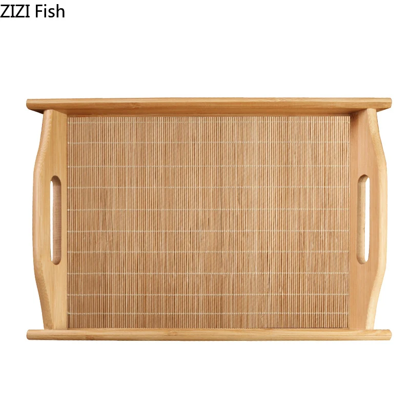 Прямоугольный бамбуковый поднос для чая сервировочный стол тарелка закусок