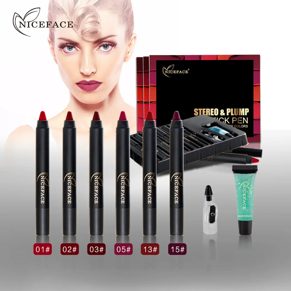 2018 set nice face lasting lipstick glue + makeup remover gel pencil-sharpener does not touch the cup fade | Красота и здоровье