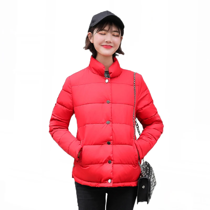 Стенд воротник зимняя куртка Для женщин грудью кнопки верхняя одежда осень s Basic