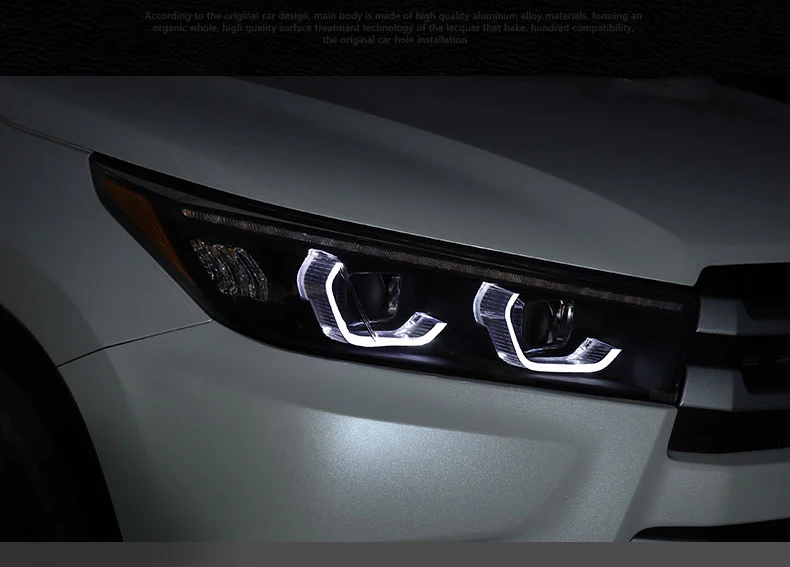 Набор для автостайлинга для фары Toyota highlander Kluger highlander все светодиодный светодиодные дневные ходовые огни на передних фарах динамический сигнал поворота
