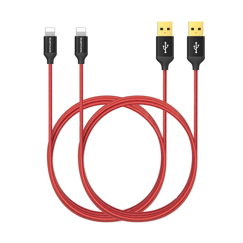 USB кабель для iPhone 8 Plus 7 Suntaiho позолоченный Fever нейлон быстрая зарядка дата lighttig X