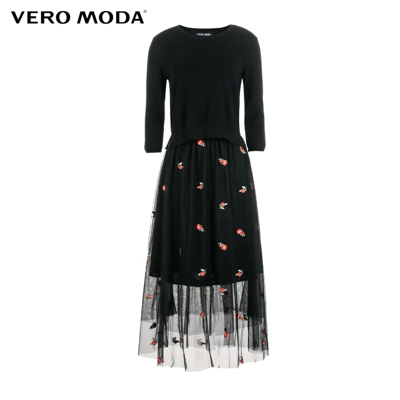 Vero Moda 2019 Новая мода o-образным вырезом Высокая талия средней длины Вышивка