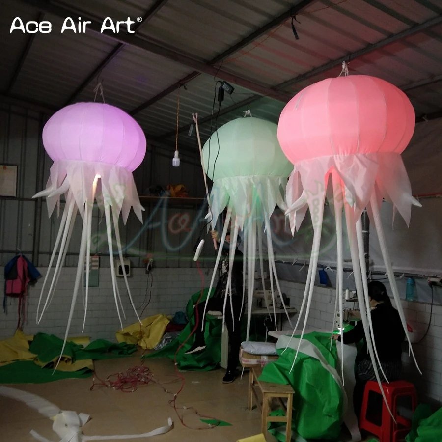 

3m H Vivid Inflatable LED Jellyfish Illuminating Acalephe Jelly Fish Model for Party Decoration or Exhibition