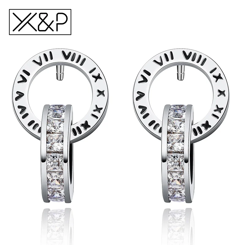 X & P модные серьги гвоздики золотистого и серебристого цветов со стразами для